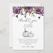 パンプキンパープルフラワーバースデーパーティー サンキューカード (正面)
