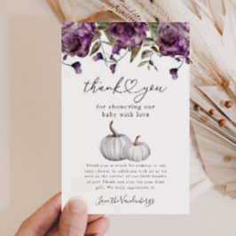 パンプキンパープルフラワーベビーシャワー サンキューカード