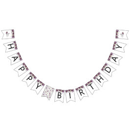 パンプキンパープルフローラハッピーバースデーパーティーデコール バンティングフラッグ