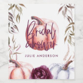 パンプキンパープルフローラ秋ブライダルシャワー ワインラベル (シングルラベル)