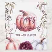 パンプキンパープルフローラ秋感謝祭 ワインラベル (シングルラベル)