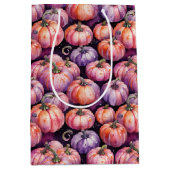 パンプキンパープル&オレンジパッチパターン ミディアムペーパーバッグ (正面)