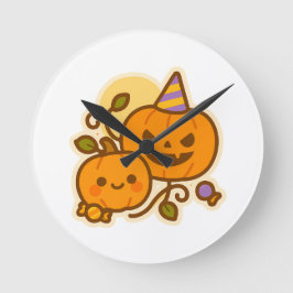 パンプキンパール – かわいいハロウィーン ラウンド壁時計