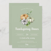 パンプキンパ素朴ッチ感謝祭ディナーセージ 招待状 (正面/裏面)