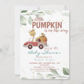 パンプキンヒマワリのトラックでベビーシャワーでドライブ 招待状 (正面)