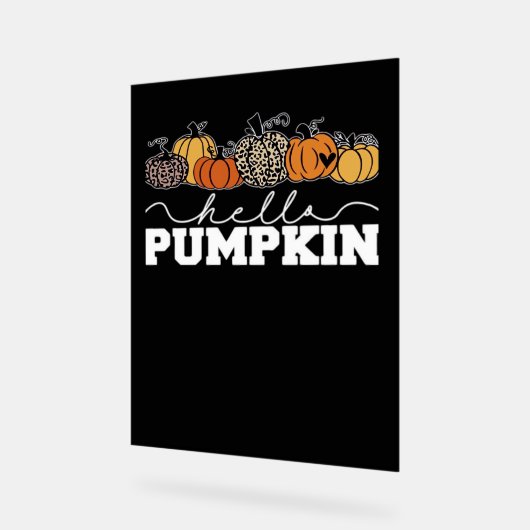 パンプキンヒョウ秋女性かわいい秋の季節 アクリルサイン (傾斜)