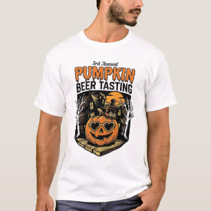 パンプキンビール試飲ヴィンテージ・ハロウィンイベントTシャツ Tシャツ
