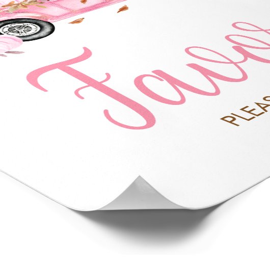 パンプキンピンクのトラックは赤ちゃんシャワーを好む ポスター (角)