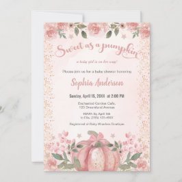 パンプキンピンクのフローラ女の子の赤ちゃんシャワーのように甘い 招待状