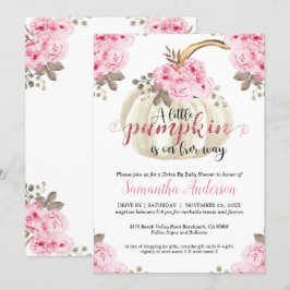 パンプキンピンクの小さなフローラ赤ちゃんシャワーでドライブ 招待状