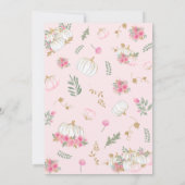 パンプキンピンクの花のベビーシャワー詳細カード 招待状 (裏面)