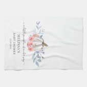 パンプキンピンクの花の女の子ベイビーシャワー キッチンタオル (横)
