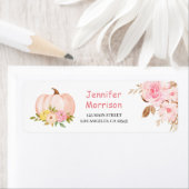 パンプキンピンクウォーターカラーフローラガール秋パーティー ラベル (インサイチュ)