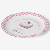 パンプキンピンクジンガムプレイドベビーガールベビーシャワー ペーパープレート (アングル)