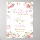 パンプキンピンクフローラエレガントかわいい歓迎 ポスター (正面)