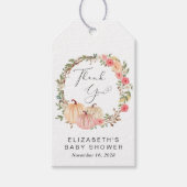 パンプキンピンクフローラガールベビーシャワーありがとう ギフトタグ (正面)