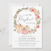 パンプキンピンクフローラガールベビーシャワーバイメール 招待状 (正面)