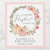 パンプキンピンクフローラガールベビーシャワー ワインラベル (シングルラベル)