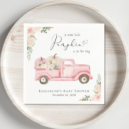 パンプキンピンクフローラトラック赤ちゃんガールシャワー スタンダードカクテルナプキン