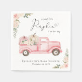 パンプキンピンクフローラトラック赤ちゃんガールシャワー スタンダードカクテルナプキン (正面)