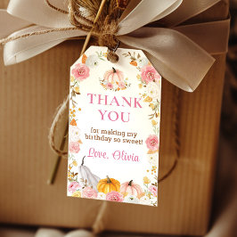 パンプキンピンクフローラパーティーサンキューメッセージカード ギフトタグ