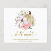 パンプキンピンクフローラブライダルシャワーデイトナイトカード (正面)