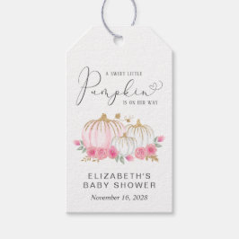 パンプキンピンクフローラベビーガールシャワーサンキュー ギフトタグ