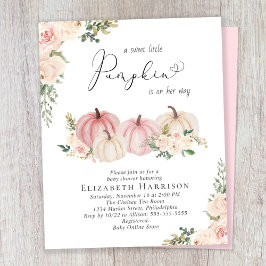 パンプキンピンクフローラベビーガールシャワー招待状