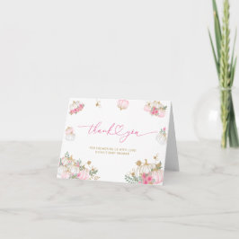 パンプキンピンクフローラベビーシャワーサンキューカード サンキューカード