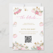 パンプキンピンクフローラベビーシャワー詳細カード 招待状 (正面)