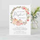 パンプキンピンクフローラ水彩1st誕生日パーティー 招待状 (スタンド正面)