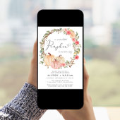 パンプキンピンクフローラ水色カップル赤ちゃんシャワー 招待状