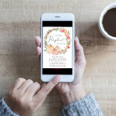 パンプキンピンクフローラ水色ガールベビーシャワー 招待状