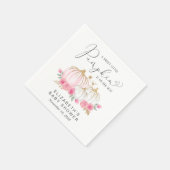 パンプキンピンクフローラ水色ベビーガールシャワー スタンダードカクテルナプキン (角)