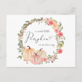パンプキンピンクフローラ水色ベビーシャワー ポストカード (正面)