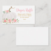 パンプキンピンクフローラ赤ちゃんシャワーおむつラッフル エンクロージャーカード (正面/裏面)