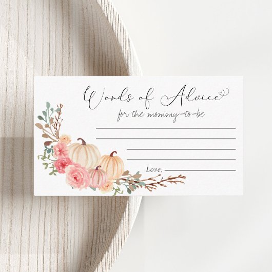 パンプキンピンクフローラ赤ちゃんシャワーアドバイスの言葉 エンクロージャーカード