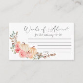 パンプキンピンクフローラ赤ちゃんシャワーアドバイスの言葉 エンクロージャーカード (正面)