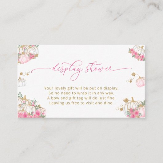 パンプキンピンクフローラ赤ちゃんシャワー表示シャワー エンクロージャーカード (正面)