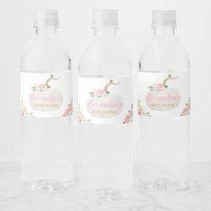 パンプキンピンクフローラ赤ちゃんシャワー ペットボトルラベル