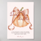 パンプキンピンクボウおむつラッフルテーブルサインポスター ポスター (正面)