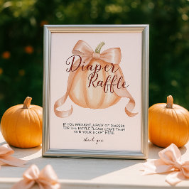 パンプキンピンクボウおむつラッフルテーブルサインポスター ポスター