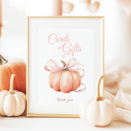 パンプキンピンクボウカード&ギフトテーブルサイン ポスター