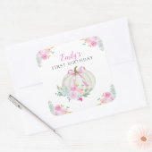 パンプキンピンクボウガールズファースト誕生日 スクエアシール (封筒)