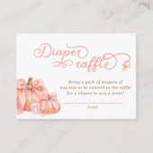 パンプキンピンクボウベイビーシャワーおむつラッフルチケット エンクロージャーカード (正面)