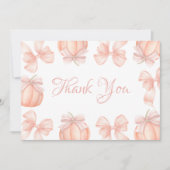 パンプキンピンクボウベビーシャワーサンキューカード サンキューカード (正面)