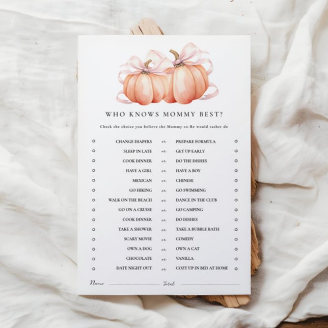 パンプキンピンクボウ赤ちゃんシャワー活動ゲーム (クリエイターアップロード済み)