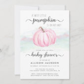 パンプキンピンクミントウォーター色ベビーガールシャワー 招待状 (正面)