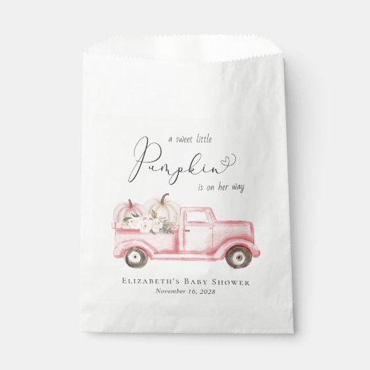 パンプキンピンクヴィンテージトラックフローラベビーガールシャワー フェイバーバッグ (正面)