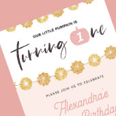 パンプキンピンク金ゴールドフローラハロウィーン1日 招待状